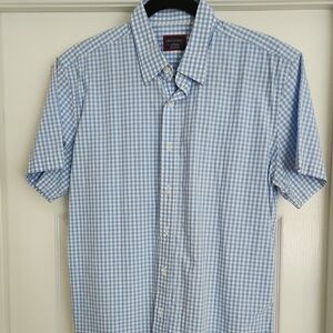 UNTUCKit Blue Casual Button Down Shirt Gingham Check